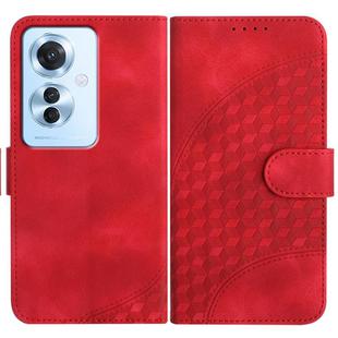 For OPPO Reno11 F / F25 Pro Elephant Head Embossed Phone Leather Case with Lanyard(Red)