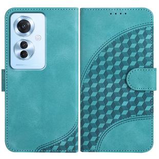 For OPPO Reno11 F / F25 Pro Elephant Head Embossed Phone Leather Case with Lanyard(Light Blue)