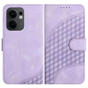 For OPPO Reno13 F 4G / 5G Elephant Head Embossed Phone Leather Case with Lanyard(Light Purple)