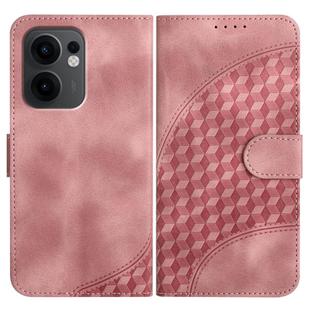 For OPPO Reno13 F 4G / 5G Elephant Head Embossed Phone Leather Case with Lanyard(Pink)