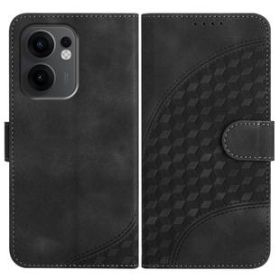 For OPPO Reno13 F 4G / 5G Elephant Head Embossed Phone Leather Case with Lanyard(Black)