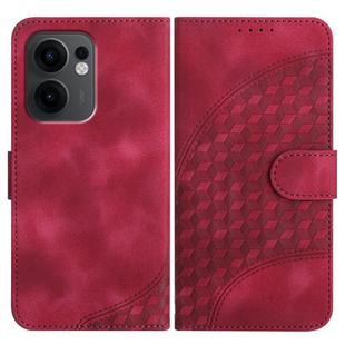 For OPPO Reno13 F 4G / 5G Elephant Head Embossed Phone Leather Case with Lanyard(Rose Red)