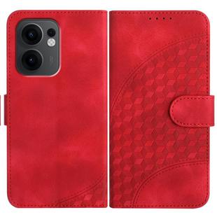 For OPPO Reno13 F 4G / 5G Elephant Head Embossed Phone Leather Case with Lanyard(Red)
