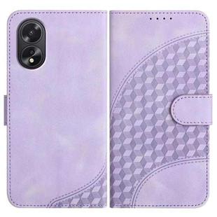For OPPO A38 /  A18 Elephant Head Embossed Phone Leather Case with Lanyard(Light Purple)