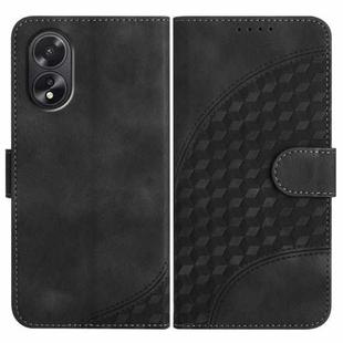 For OPPO A38 /  A18 Elephant Head Embossed Phone Leather Case with Lanyard(Black)
