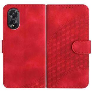 For OPPO A38 /  A18 Elephant Head Embossed Phone Leather Case with Lanyard(Red)