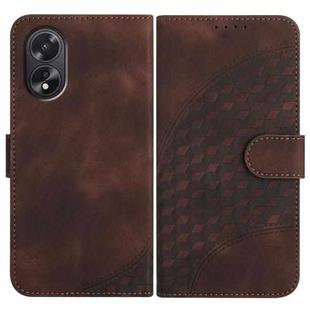 For OPPO A38 /  A18 Elephant Head Embossed Phone Leather Case with Lanyard(Coffee)