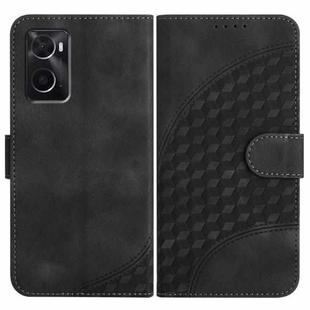 For OPPO A36 / A76 / A96 / K10 4G Elephant Head Embossed Phone Leather Case with Lanyard(Black)