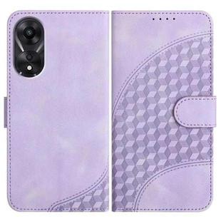 For OPPO A78 5G / A1x Elephant Head Embossed Phone Leather Case with Lanyard(Light Purple)