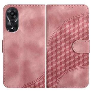 For OPPO A78 5G / A1x Elephant Head Embossed Phone Leather Case with Lanyard(Pink)