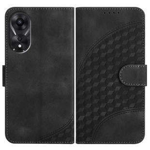 For OPPO A78 5G / A1x Elephant Head Embossed Phone Leather Case with Lanyard(Black)