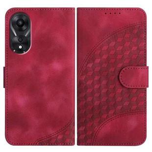 For OPPO A78 5G / A1x Elephant Head Embossed Phone Leather Case with Lanyard(Rose Red)