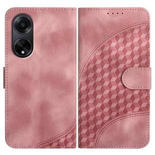 For OPPO A98 5G Elephant Head Embossed Phone Leather Case with Lanyard(Pink)