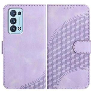 For OPPO Reno6 Pro+ 5G Elephant Head Embossed Phone Leather Case with Lanyard(Light Purple)