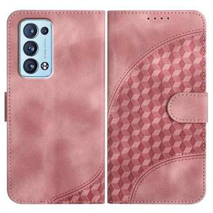 For OPPO Reno6 Pro+ 5G Elephant Head Embossed Phone Leather Case with Lanyard(Pink)