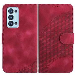 For OPPO Reno6 Pro+ 5G Elephant Head Embossed Phone Leather Case with Lanyard(Rose Red)