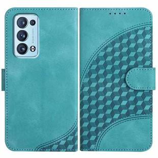 For OPPO Reno6 Pro+ 5G Elephant Head Embossed Phone Leather Case with Lanyard(Light Blue)