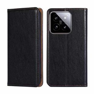 For Xiaomi 14 Gloss Oil Solid Color Magnetic Leather Phone Case(Black)