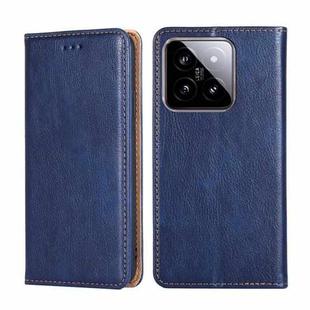 For Xiaomi 14 Gloss Oil Solid Color Magnetic Leather Phone Case(Blue)