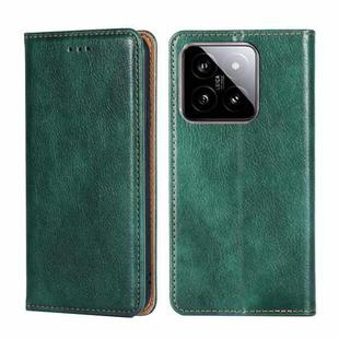 For Xiaomi 14 Gloss Oil Solid Color Magnetic Leather Phone Case(Green)