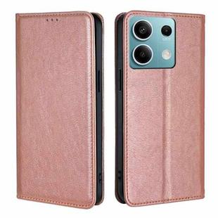 For Xiaomi Redmi Note 13 4G Gloss Oil Solid Color Magnetic Leather Phone Case(Rose Gold)