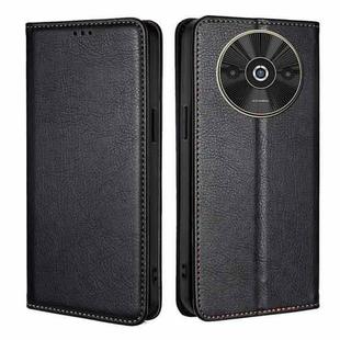 For Xiaomi Redmi A3 4G Gloss Oil Solid Color Magnetic Leather Phone Case(Black)