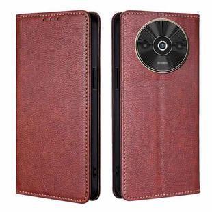 For Xiaomi Redmi A3 4G Gloss Oil Solid Color Magnetic Leather Phone Case(Brown)