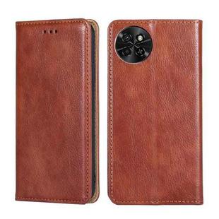 For Itel S23 4G Gloss Oil Solid Color Magnetic Leather Phone Case(Brown)