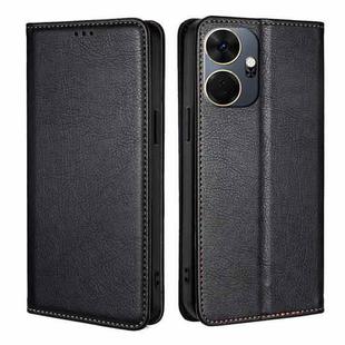 For Itel P55+ 4G Gloss Oil Solid Color Magnetic Leather Phone Case(Black)