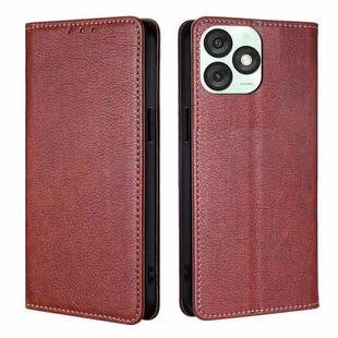 For Itel A50 4G Gloss Oil Solid Color Magnetic Leather Phone Case(Brown)