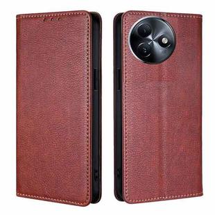 For Itel S24 4G Gloss Oil Solid Color Magnetic Leather Phone Case(Brown)