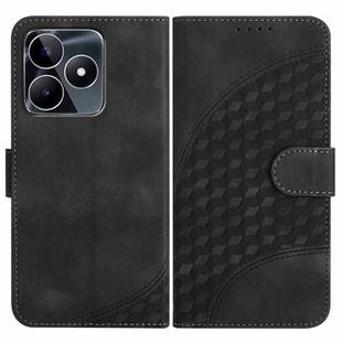 For Realme C53/Narzo N53 YX0060 Elephant Head Embossed Phone Leather Case with Lanyard(Black)