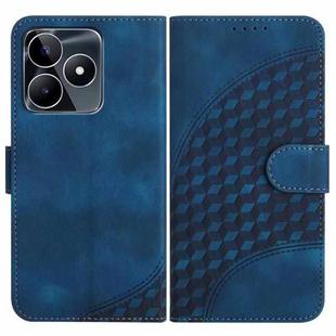 For Realme C53/Narzo N53 YX0060 Elephant Head Embossed Phone Leather Case with Lanyard(Royal Blue)