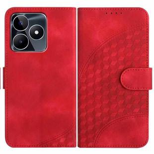 For Realme C53/Narzo N53 YX0060 Elephant Head Embossed Phone Leather Case with Lanyard(Red)