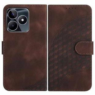 For Realme C53/Narzo N53 YX0060 Elephant Head Embossed Phone Leather Case with Lanyard(Coffee)