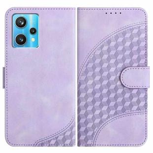 For Realme 9 Pro+ YX0060 Elephant Head Embossed Phone Leather Case with Lanyard(Light Purple)