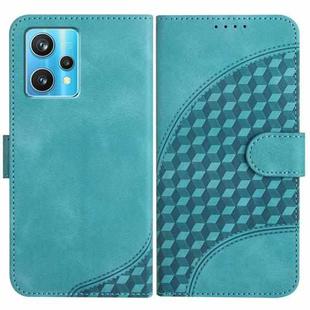 For Realme 9 Pro+ YX0060 Elephant Head Embossed Phone Leather Case with Lanyard(Light Blue)