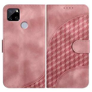 For Realme C12/C15/C25/C25s/7i Global/Narzo 20 YX0060 Elephant Head Embossed Phone Leather Case with Lanyard(Pink)