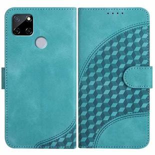 For Realme C12/C15/C25/C25s/7i Global/Narzo 20 YX0060 Elephant Head Embossed Phone Leather Case with Lanyard(Light Blue)