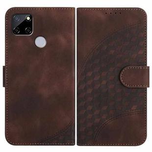 For Realme C12/C15/C25/C25s/7i Global/Narzo 20 YX0060 Elephant Head Embossed Phone Leather Case with Lanyard(Coffee)