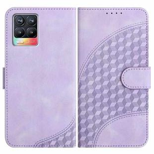 For Realme 8/8 Pro YX0060 Elephant Head Embossed Phone Leather Case with Lanyard(Light Purple)