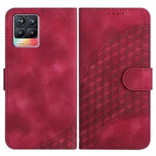 For Realme 8/8 Pro YX0060 Elephant Head Embossed Phone Leather Case with Lanyard(Rose Red)