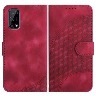 For Realme 7 5G/V5 5G/Q2 5G/Narzo 30 Pro 5G YX0060 Elephant Head Embossed Phone Leather Case with Lanyard(Rose Red)