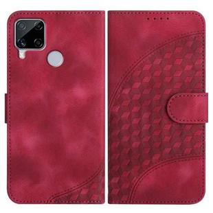 For Realme C15/C12/Narzo 20/7i Global YX0060 Elephant Head Embossed Phone Leather Case with Lanyard(Rose Red)