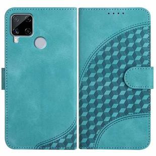 For Realme C15/C12/Narzo 20/7i Global YX0060 Elephant Head Embossed Phone Leather Case with Lanyard(Light Blue)