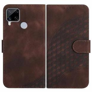 For Realme C15/C12/Narzo 20/7i Global YX0060 Elephant Head Embossed Phone Leather Case with Lanyard(Coffee)