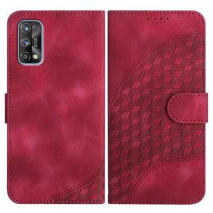 For Realme 7 Pro YX0060 Elephant Head Embossed Phone Leather Case with Lanyard(Rose Red)
