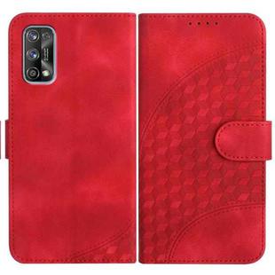 For Realme 7 Pro YX0060 Elephant Head Embossed Phone Leather Case with Lanyard(Red)