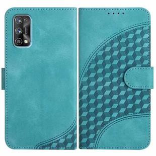 For Realme 7 Pro YX0060 Elephant Head Embossed Phone Leather Case with Lanyard(Light Blue)