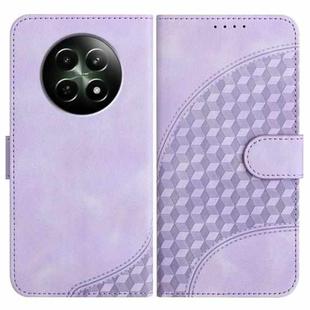 For Realme 12 5G Global YX0060 Elephant Head Embossed Phone Leather Case with Lanyard(Light Purple)